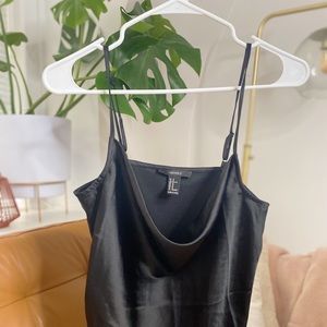 Cowl neck spaghetti strap silk crop top